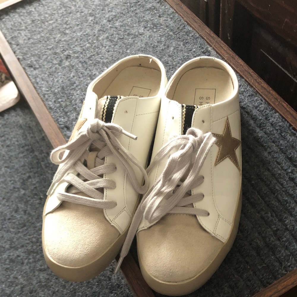 ShuShop White Sneakers with Tan Star